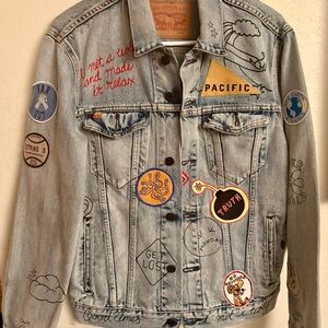 Rare M Limited Edition Embroidered Denim Bomber Jacket Patches Gorgeous